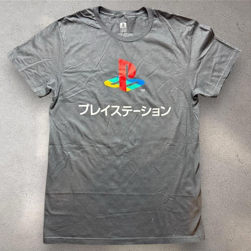 PlayStation Logo Graphic Tee Gray Men’s Small Gamer‎ Shirt